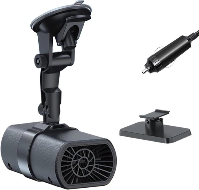 Auto Verwarming Ontdooier - Ventilator Voorruit - Winterse Ritten - 2-in-1 Functie - 12 Volt - Zwart