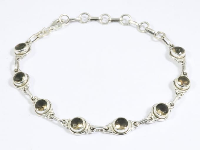 Fijne zilveren armband met rookkwarts