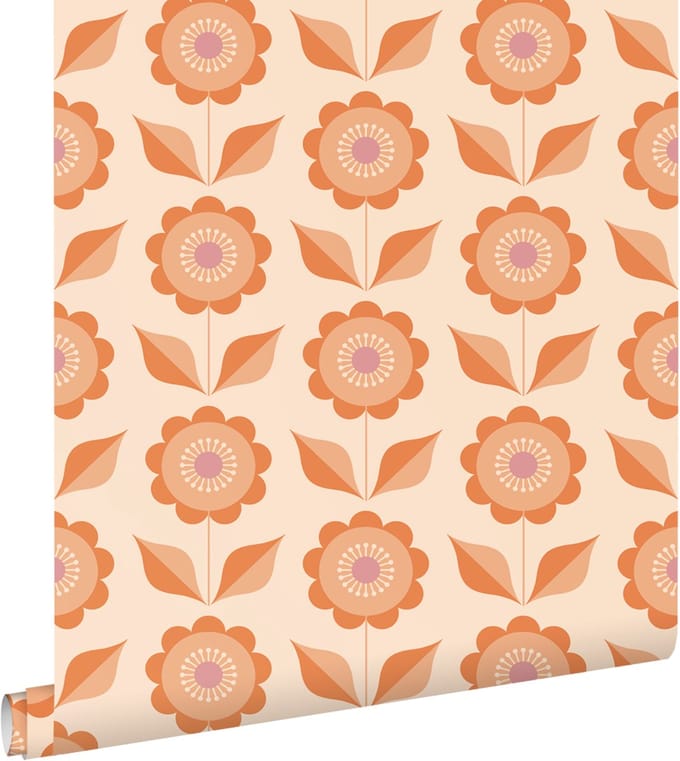 ESTAhome behang bloemen oranje - 50 x 900 cm - 130977