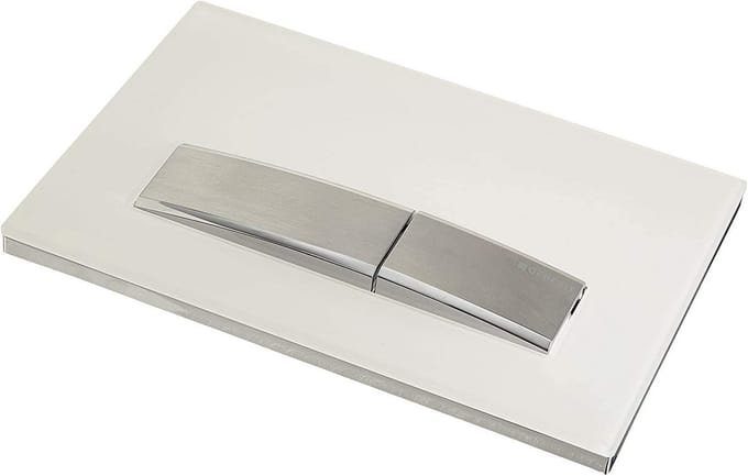 Drukplaat Toilet Dubbele Spoeling Wit / Geborsteld Chroom voor Inbouwreservoir