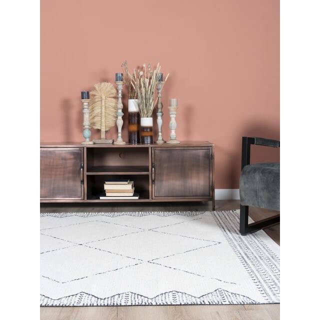Vloerkleed Ravi Grey 200 x 280 cm - Laagpolig Vloerkleed – Grafisch / Modern Design