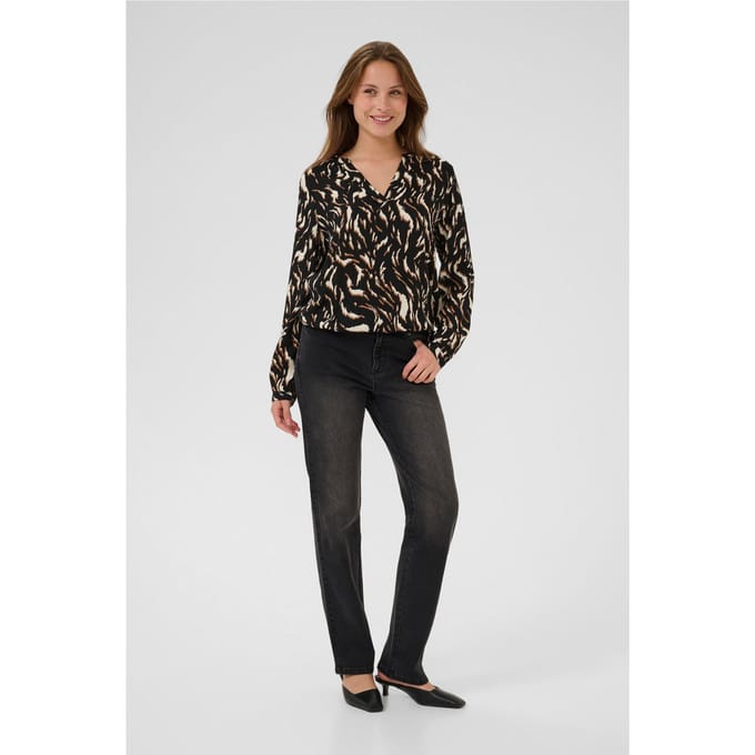 Blouse met lange mouwen KAditte Regular fit black brown