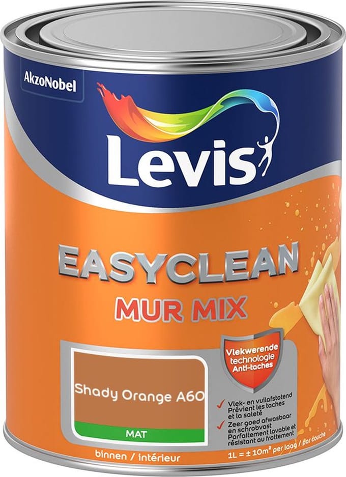 Levis - Easyclean Mur Mat Mix - Shady Orange A60 - Mengverf - 1 L