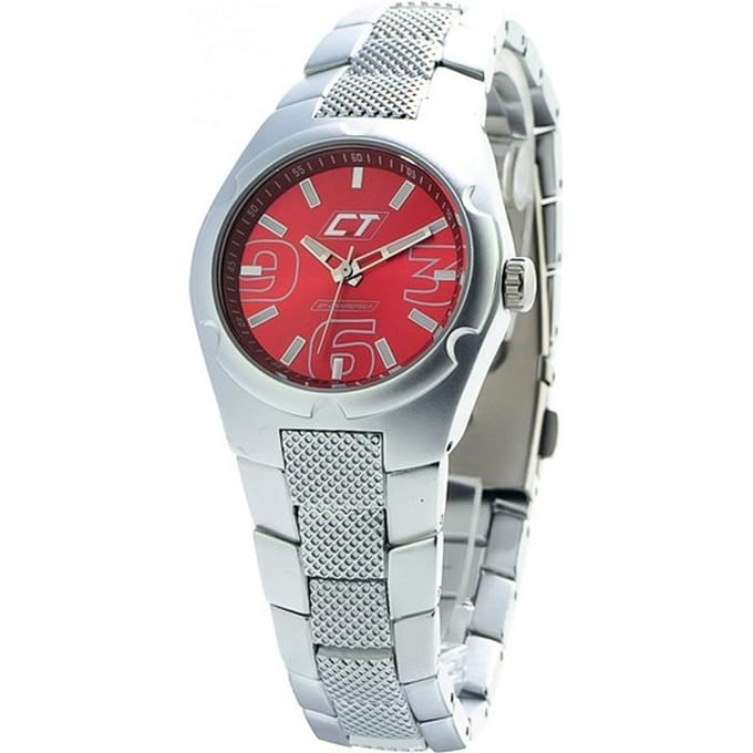 Horloge CHRONOTECH CC7039L-04M. Kwarts, Kleur rood. Vrouw. gray