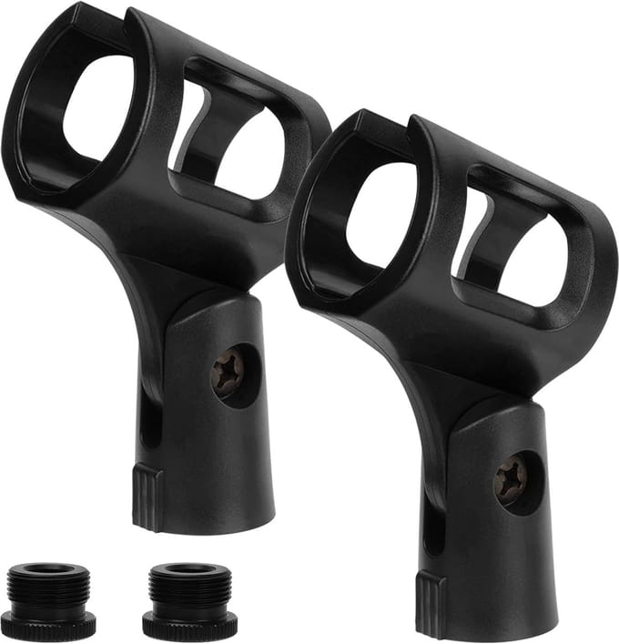 Famanu voor Creators Universele microfooncliphouder, verstelbare microfoonhouder geschikt voor handmicrofoons (zwart/2 stuks)