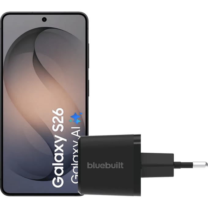 Samsung Galaxy S26 512GB Zwart 5G + BlueBuilt Oplader 65 Watt Zwart
