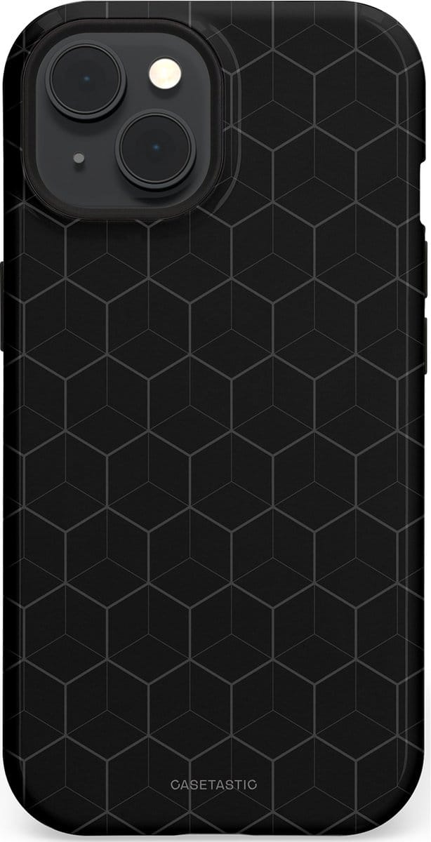 Casetastic hoesje geschikt voor Apple iPhone 15 - MagSafe - Dubbellaagse bescherming - Hexago - Fashion Case - Zwart