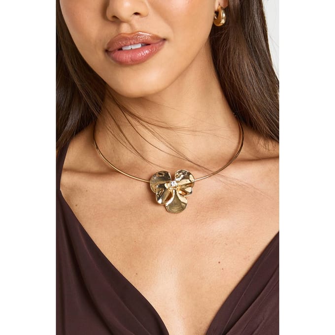 boohoo Dames Statement Orchidee Collar Ketting | Goud