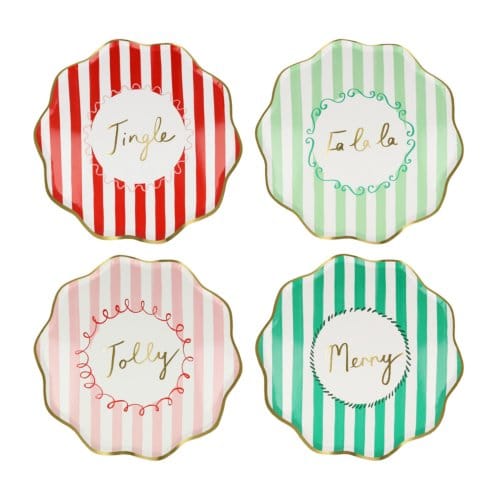 Meri meri kerst - bordjes papier stripes medium à 8 stuks