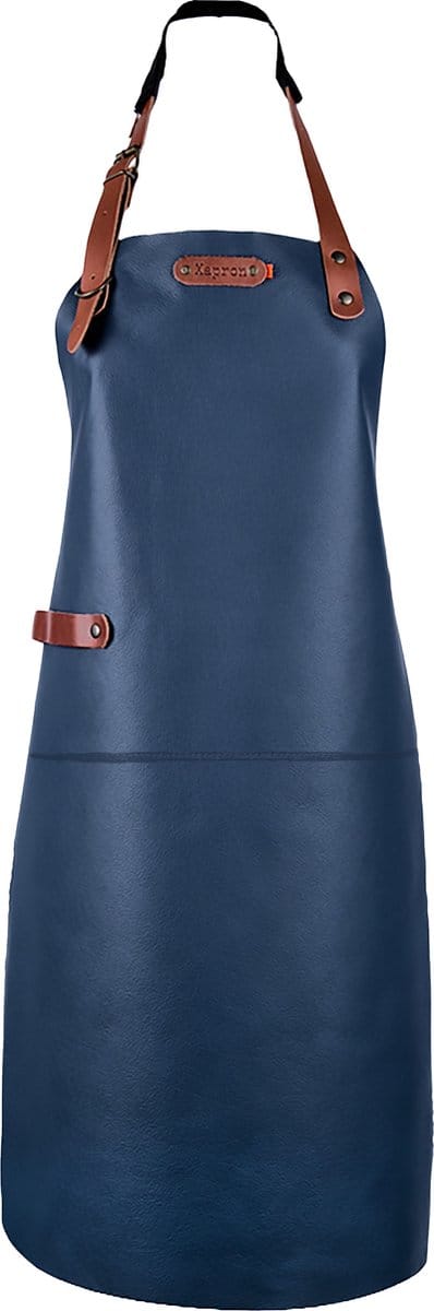 Xapron - Dallas Schort met Nekband Leer Navy - Leer - Navy