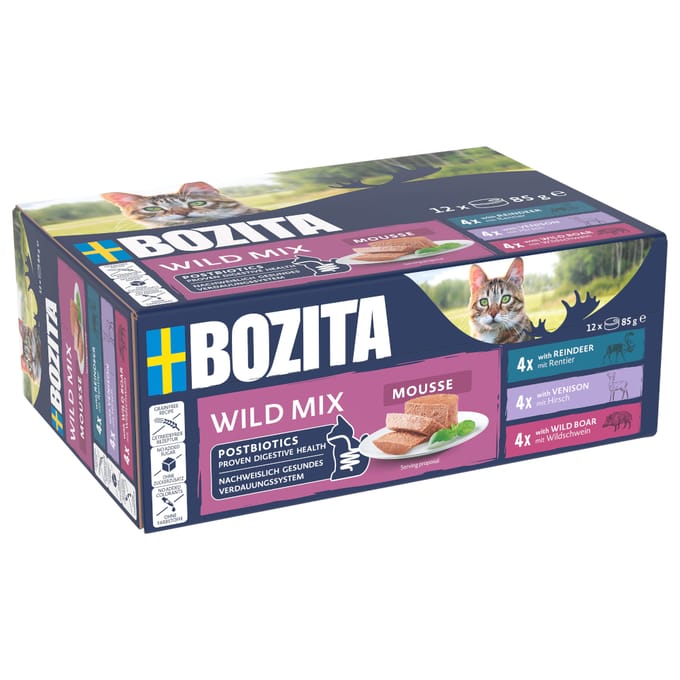 12x85g Bozita Mousse Gemengd Wild natvoer voor katten