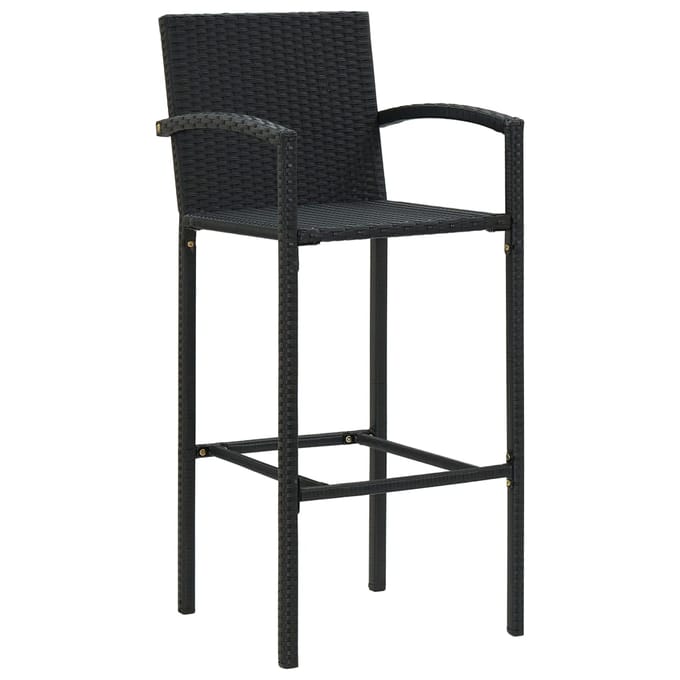 vidaXL - Barkrukken - 2 - st - poly - rattan - zwart