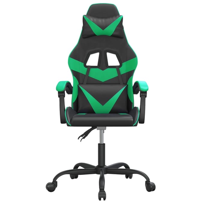 vidaXL - Gamestoel - draaibaar - kunstleer - zwart - en - groen