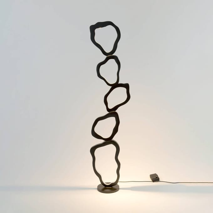 Holländer LED vloerlamp Infernale, zwart/zilver, 5-lamps, ijzer