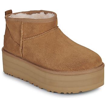 UGG® Classic Ultra Mini Platform for Women in Brown, Size 5, Suede/Polyester/Wool
