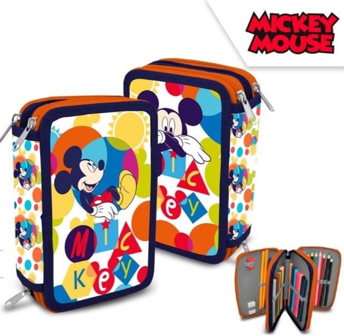 Disney Mickey Mouse Teken Etui met Ritsen en Inhoude - Kleurset - Tekenen