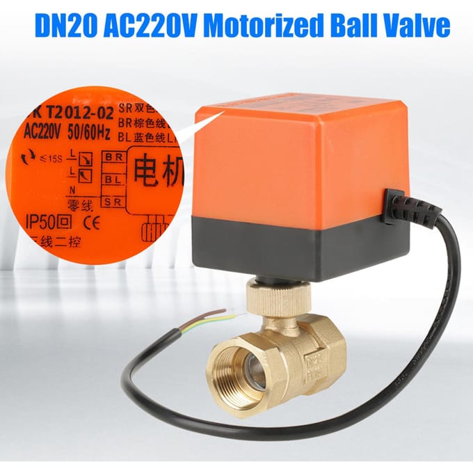 AC 220V G3 4  DN20 Vanne à bille motorisée en laiton 2 voies pour climatiseur