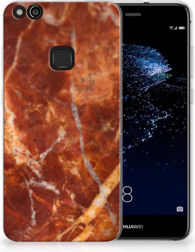 Huawei P10 Lite TPU Siliconen Hoesje Marmer Bruin