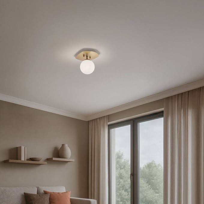 Opviq Plafondlamp Well, goudkleurig, glas, Ø 20 cm, E14