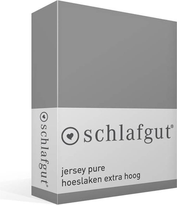 Schlafgut Jersey Pure hoeslaken extra hoog - Tweepersoons - Grey Mid