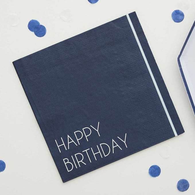 ‘Happy Birthday' Navy - 8 stuks