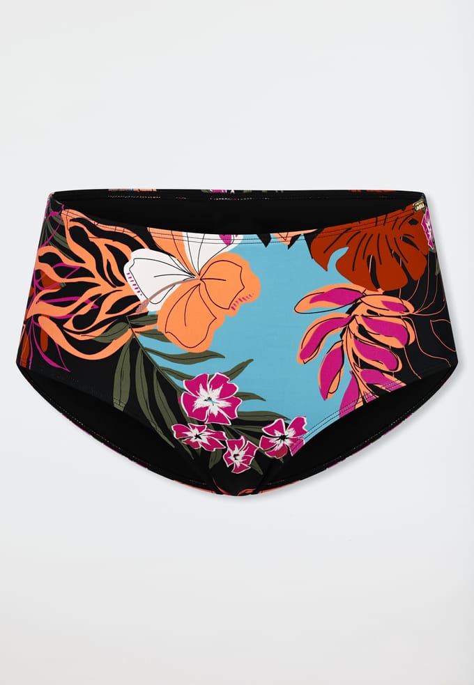 Bikinibroekje met bloemenmotief, multicolor - aquablauw 46