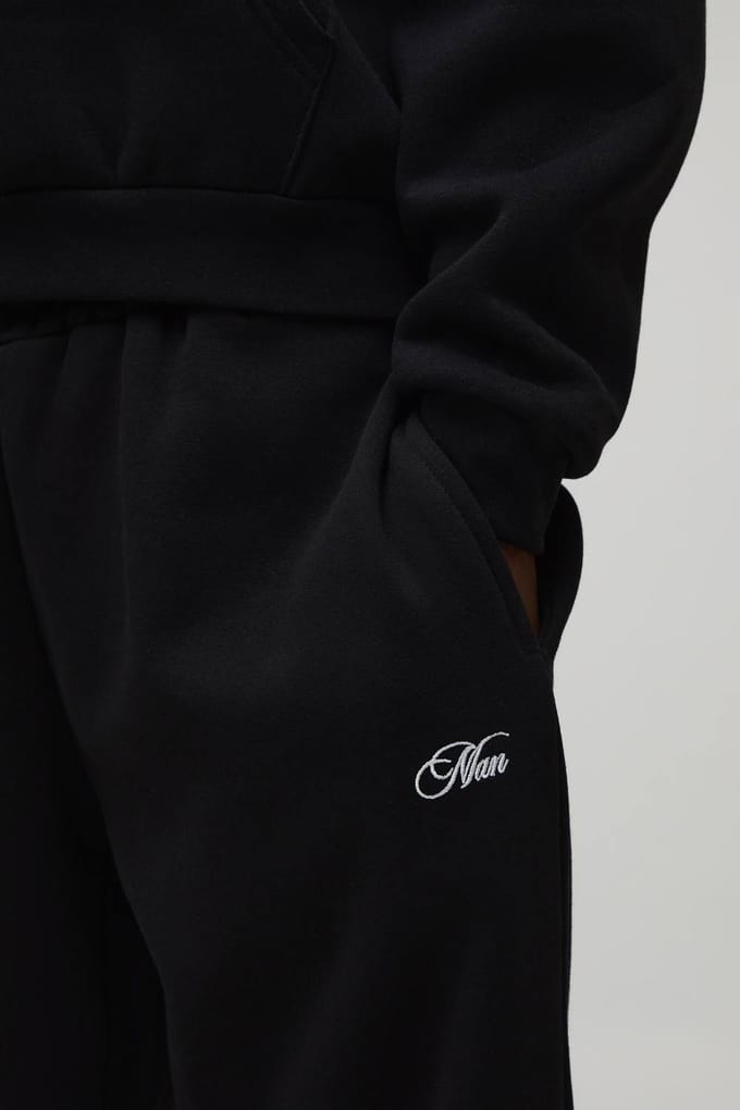 Basic Baggy Men's Script Joggingbroek | Black | Size Large