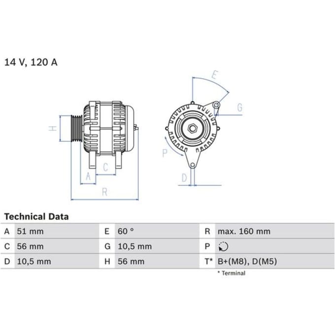 Driefasige generator BOSCH 0 986 039 250