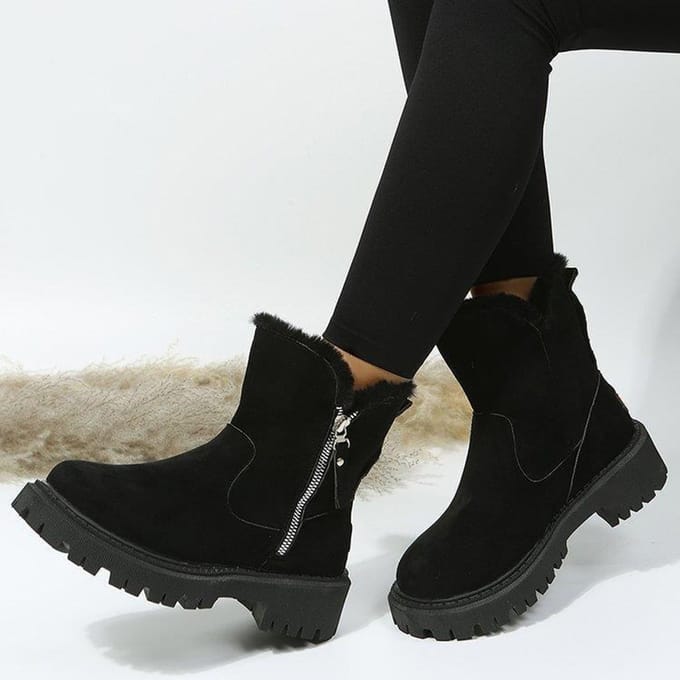 Winterpluche warme dameslaarzen Suède Fashiona-platform 35