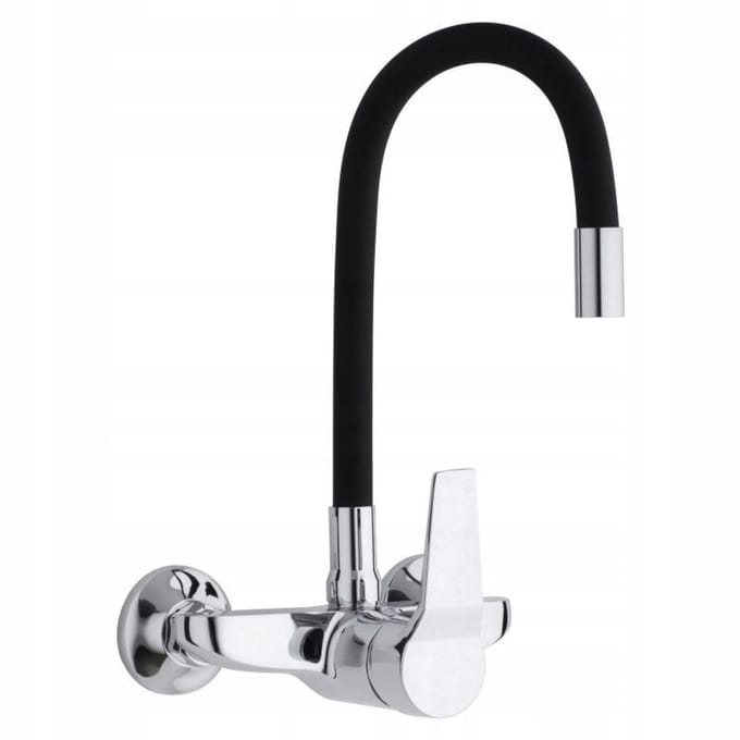 Wandkraan Keuken Zwart Flexibele Uitloop 50cm | Yoka Home ELFO