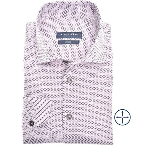 Ledûb Overhemd Fine Fantasy Pattern Subtle Cotton Stretch Donker Rood / male