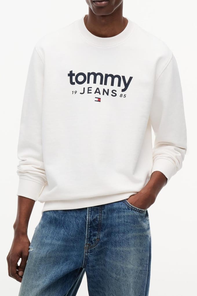 Tommy Hilfiger Graphic Crewneck Ancient White Größe: L | Pullover Outlet | Herren | Weiß
