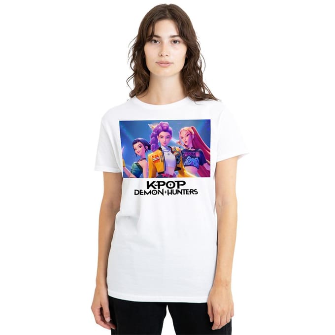 K-Pop Demon Hunters Dames/Dames Huntr/X T-shirt (Wit)