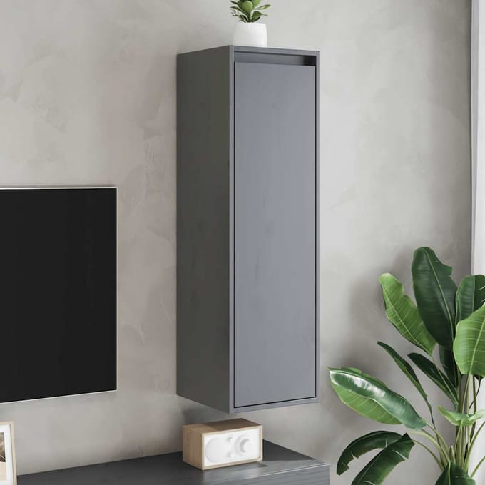 vidaXL - Wandkasten - 2 - st - 30x30x100 - cm - massief - grenenhout - grijs