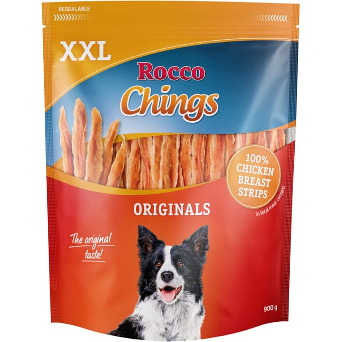 900g Chings XXL Verpakking Kipfilet in reepjes Rocco Hondensnacks