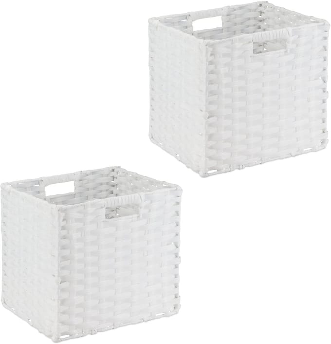 opbergmand badkamer - set van 2 - 31x32x30 cm - speelgoed - kunststof - wit