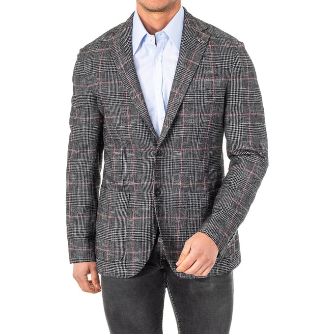 Geruite blazer met lange mouwen en reverskraag KMJA06 man