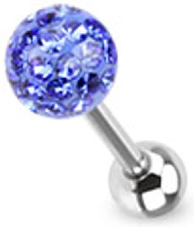 Piercing ferido multi crystal met Epoxy 1.6x16 - blauw - LMPiercings