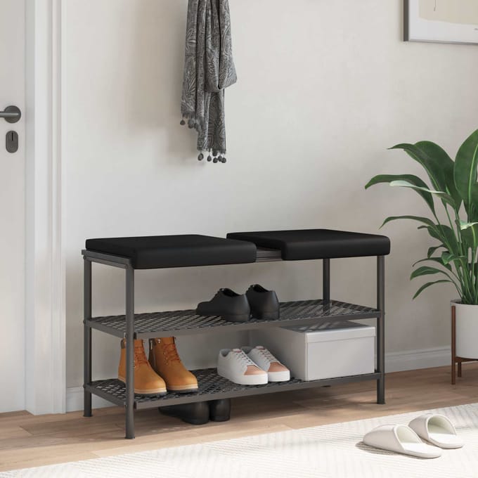vidaXL - Bankkussen - 2 - st - Kunstleer - Zwart - Diepte - 35 - cm