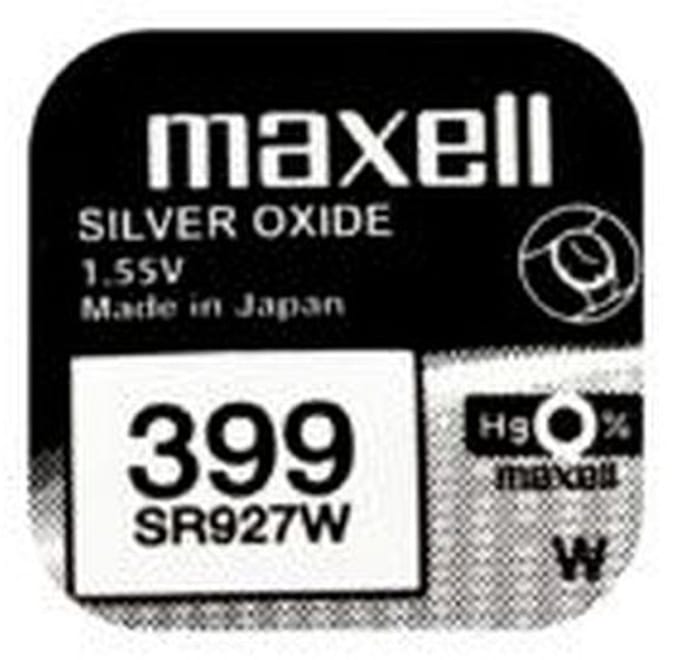 MAXELL 399 / SR927W zilveroxide knoopcel horlogebatterij 2 (twee) stuks