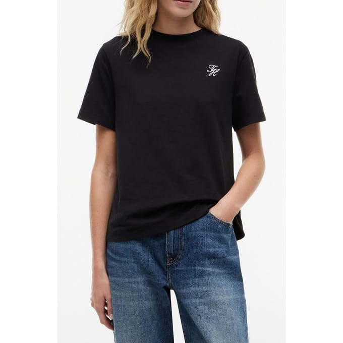 Tommy Hilfiger Th Script Regular C-neck Black Größe: S | Hemden Outlet | Damen | Schwarz