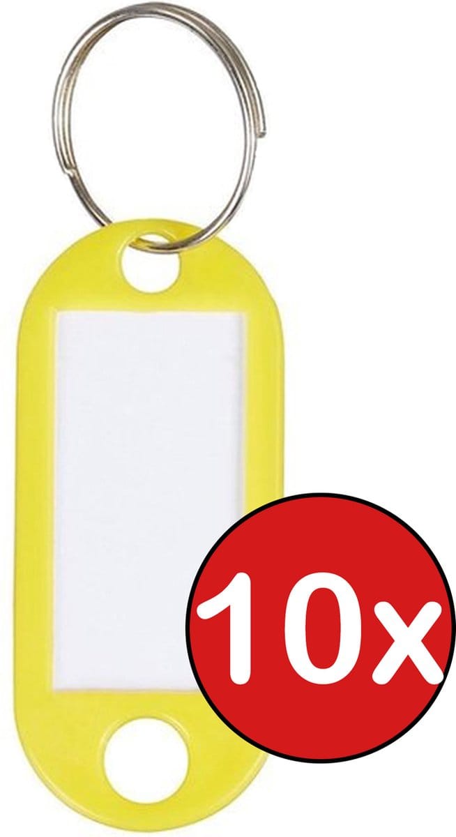 Sleutellabels Sleutelhanger Bagagelabel Sleutellabel Gekleurde Naamlabels Label - Geel - 10 PACK