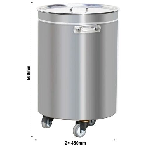 GGM Gastro Abfallbehälter mit Deckel, Rollen & Griffen - 100L - Edelstahl Zilver