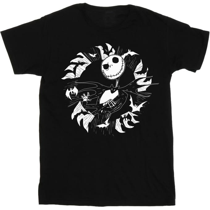 Disney Jongens Nightmare Before Christmas Jack Bat Circle T-Shirt (Zwart)