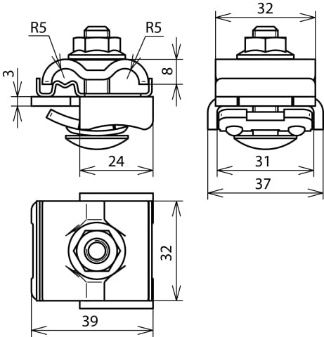 Dehn Uni Zadelklem Voor 8-10mm Geleider 4-50mm Vierkant - 365250 - E3PGD
