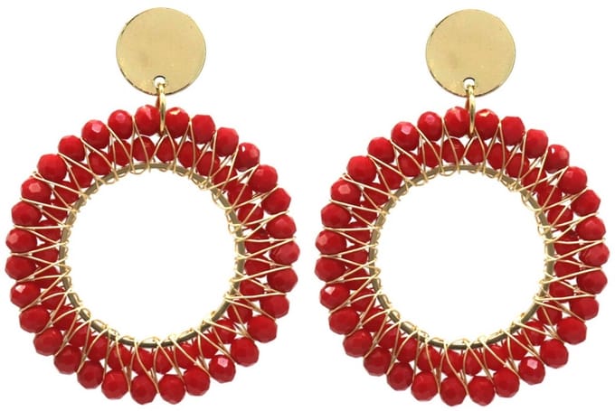 Oorbellen met Glaskralen - 5 cm - Rood