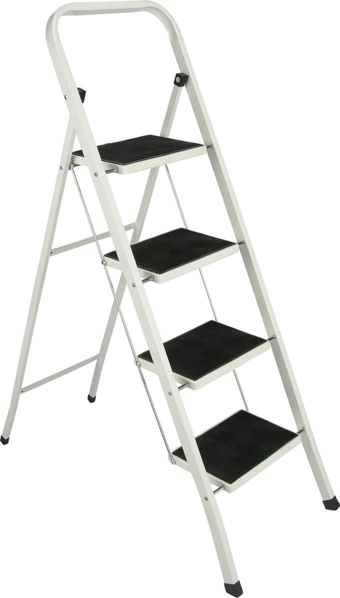 Huishoudtrap 4 Treden - Keukentrap Inklapbaar - PP-Antislip - Max. Werkhoogte 95cm