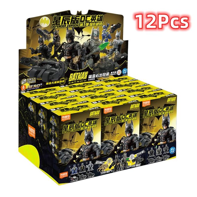 1/12Stuks Blokees DC Held Batman Bouwsteen stikspeelgoed Batmobiel actiefiguur Verzamelobject Kind Kerstcadeau yellow
