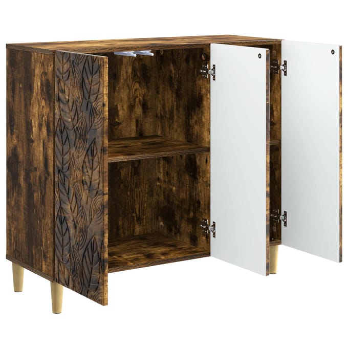 vidaXL - Dressoir - Gerookt - eiken - 89 - x - 34,5 - x - 80 - cm - Bewerkt - hout