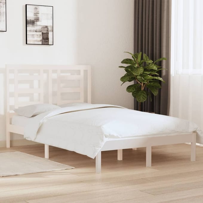 vidaXL - Bedframe - zonder - matras - massief - grenenhout - wit - 120x200 - cm